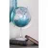 LITTON LANE 20 in. x 13 in. Modern Decorative Globe in Cyan and Silver