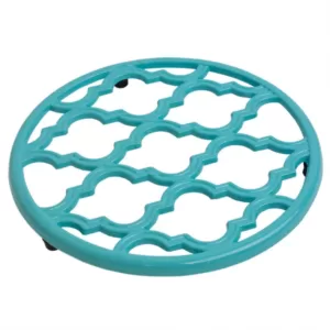 Home Basics Lattice Cast Iron Turquoise Trivet (Set of 2)