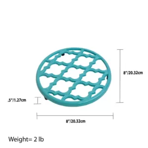 Home Basics Lattice Cast Iron Turquoise Trivet (Set of 2)