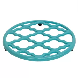 Home Basics Lattice Cast Iron Turquoise Trivet (Set of 2)