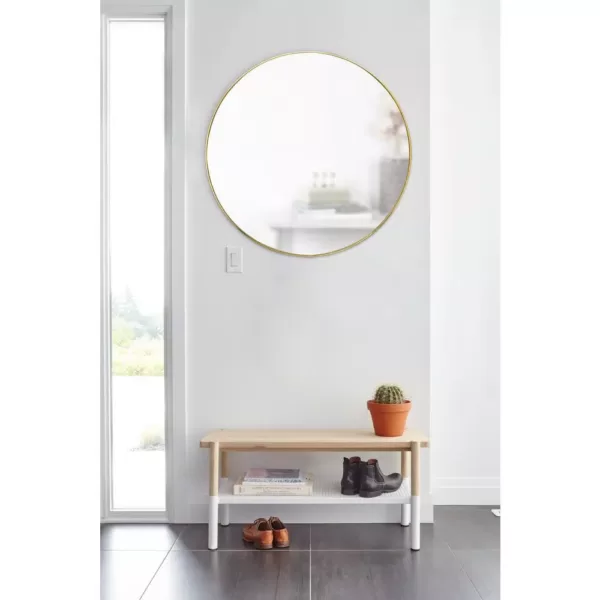 Umbra Hub Round Contemporary Mirror Brass (34 in. H x 34 in. W)