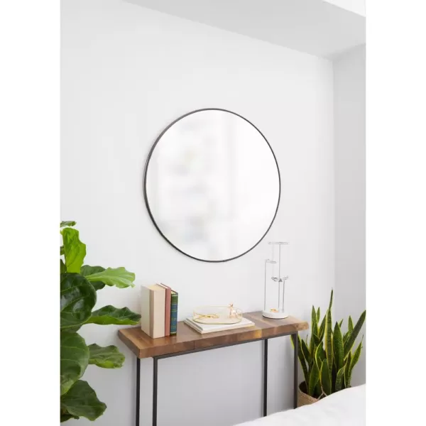 Umbra Hub Round Contemporary Mirror Metallic Titanium (34 in. H x 34 in. W)