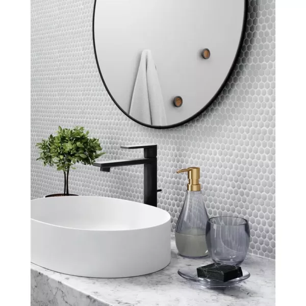 Umbra Hub Round Contemporary Mirror Metallic Titanium (34 in. H x 34 in. W)