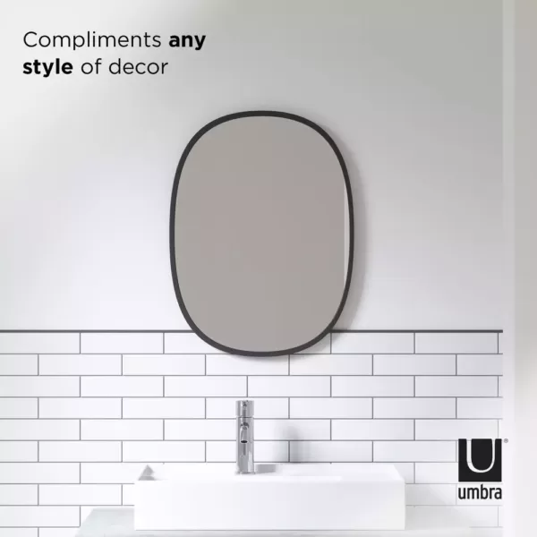 Umbra Hub 24 in. H x 18 in. W Modern  Oval Modern framed Mirror Black