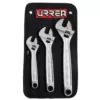 URREA 8 in. - 10 in., 12 in. Rubber Grip Adjustable Chrome Wrench Set (3-Piece)