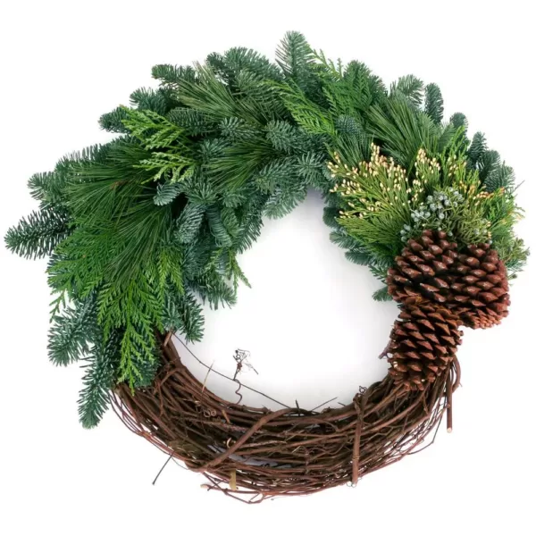 VAN ZYVERDEN 20 in. Live Fresh Cut Pacific Northwest Grape Vine and Greens Christmas Wreath