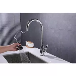 Vanity Art 7.6 in. Single-Handle Pull-Down Sprayer Kitchen Faucet in Chrome