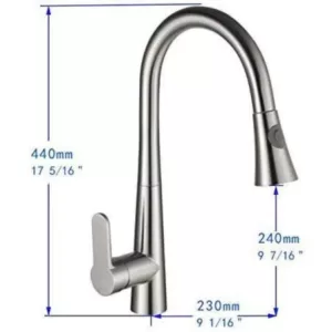 Vanity Art 9.05 in. Single-Handle Pull-Down Sprayer Kitchen Faucet in Brushed Nickel