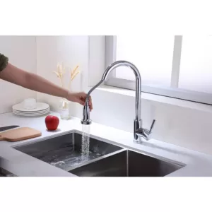 Vanity Art 8.86 in. Single-Handle Pull-Down Sprayer Kitchen Faucet in Chrome