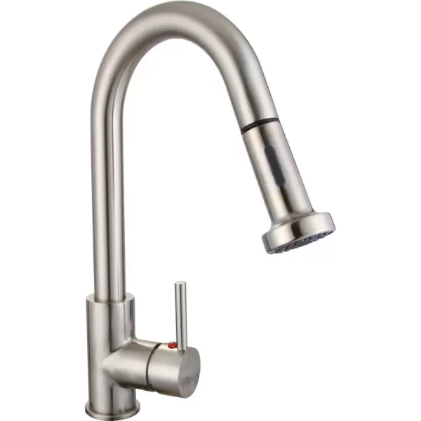 Vanity Art 8.86 in. Single-Handle Pull-Down Sprayer Kitchen Faucet in Brushed Nickel