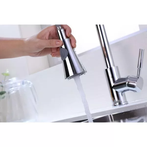 Vanity Art 9.06 in. Single-Handle Pull-Down Sprayer Kitchen Faucet in Chrome