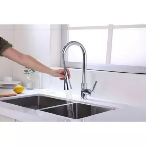 Vanity Art 9.06 in. Single-Handle Pull-Down Sprayer Kitchen Faucet in Chrome