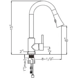 Vanity Art 9.06 in. Single-Handle Pull-Down Sprayer Kitchen Faucet in Brushed Nickel