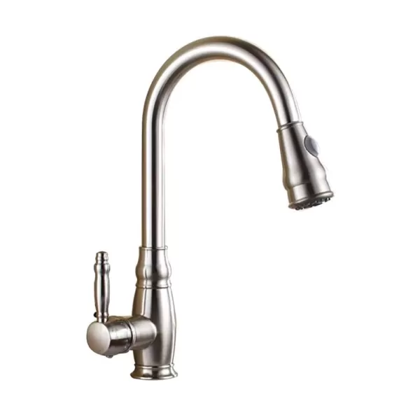 Vanity Art 7.68 in. Single-Handle Pull-Down Sprayer Kitchen Faucet in Brushed Nickel