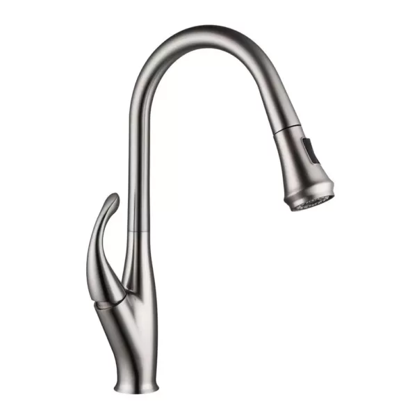 Vanity Art 9.68 in. Single-Handle Pull-Down Sprayer Kitchen Faucet in Brushed Nickel