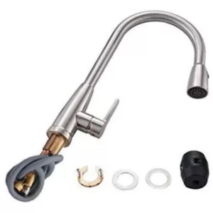 Vanity Art 8.27 in. Single-Handle Pull-Down Sprayer Kitchen Faucet in Brushed Nickel