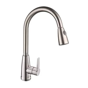 Vanity Art 8.27 in. Single-Handle Pull-Down Sprayer Kitchen Faucet in Brushed Nickel