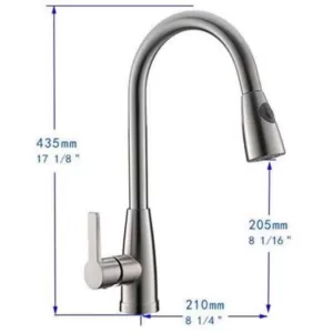 Vanity Art 8.27 in. Single-Handle Pull-Down Sprayer Kitchen Faucet in Brushed Nickel