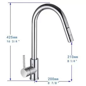 Vanity Art 16.7 in. Single-Handle Pull-Down Sprayer Kitchen Faucet in Brushed Nickel