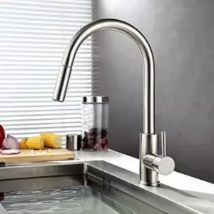 Vanity Art 16.7 in. Single-Handle Pull-Down Sprayer Kitchen Faucet in Brushed Nickel