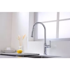 Vanity Art 8.27 in. Single-Handle Pull-Down Sprayer Kitchen Faucet in Chrome