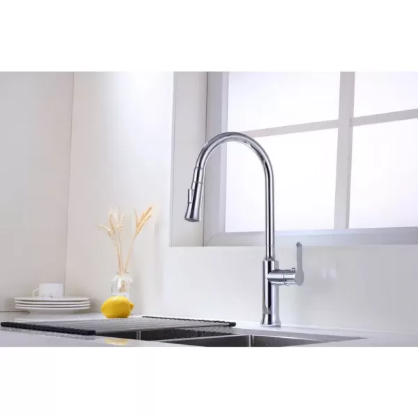 Vanity Art 8.27 in. Single-Handle Pull-Down Sprayer Kitchen Faucet in Chrome