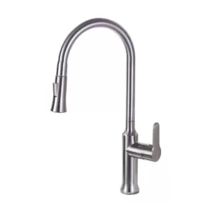 Vanity Art 8.27 in. Single-Handle Pull-Down Sprayer Kitchen Faucet in Brushed Nickel