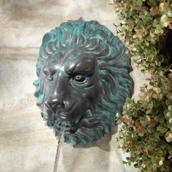 Design Toscano 13 in. H Florentine Lion Head Bronze Wall Fountain