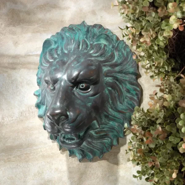 Design Toscano 13 in. H Florentine Lion Head Bronze Wall Fountain