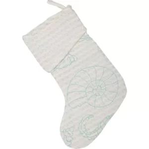 VHC Brands 15 in. Cotton/Metallic Thread Arielle Bright White Coastal Christmas Decor Stocking