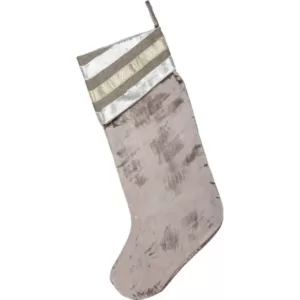 VHC Brands 20 in. Viscose/Polyester Allura Dove Grey Glam Christmas Decor Stocking