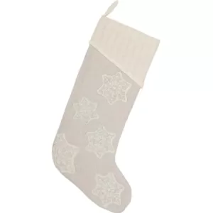 VHC Brands 20 in. Cotton/Metallic Thread Ingrid Ash Grey Farmhouse Christmas Decor Stocking