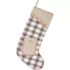 VHC Brands 20 in. Cotton Amory Ivory White Farmhouse Christmas Decor Stocking with Pocket