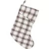 VHC Brands 15 in. 100% Cotton Amory Ivory White Farmhouse Christmas Decor Plaid Stocking