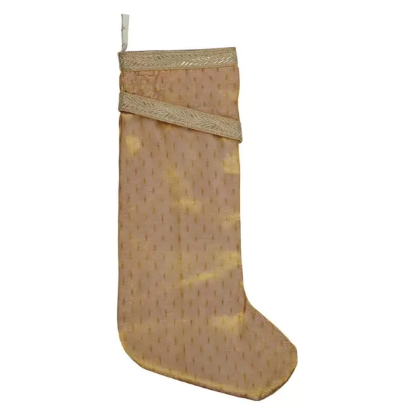 VHC Brands 20 in. Cotton/Nylon Tinsel Gold Yellow Glam Christmas Decor Stocking