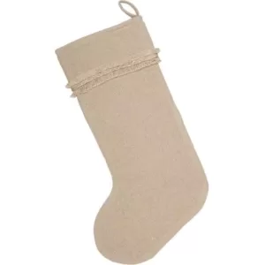 VHC Brands 20 in. Cotton Burlap Vintage Antique Creme White Farmhouse Christmas Decor Stocking