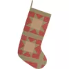 VHC Brands 20 in. Cotton Red Dolly Star Primitive Christmas Decor Patch Stocking