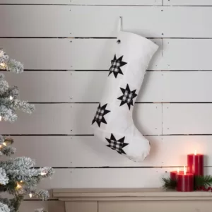 VHC Brands 20 in. Cotton Black Emmie Farmhouse Christmas Decor Patch Stocking