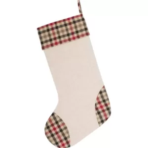 VHC Brands 20 in. Hollis Ivory White Farmhouse Christmas Decor Stenciled Stocking