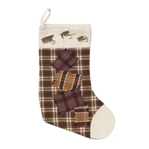 VHC Brands 15 in. Truman Moss Green Rustic Christmas Decor Fly Fishing Stocking