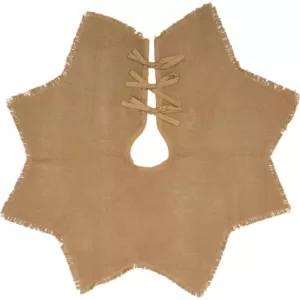 VHC Brands 21 in. Burlap Natural Tan Farmhouse Christmas Decor Mini Tree Skirt