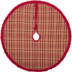 VHC Brands 48 in. Claren Cherry Red Rustic Christmas Decor Tree Skirt