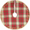 VHC Brands 21 in. HO Holiday Cherry Red Farmhouse Christmas Decor Mini Tree Skirt