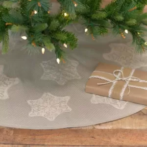 VHC Brands 48 in. Ingrid Ash Grey Farmhouse Christmas Decor Tree Skirt