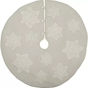 VHC Brands 48 in. Ingrid Ash Grey Farmhouse Christmas Decor Tree Skirt