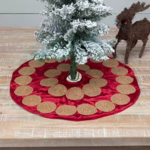 VHC Brands 21 in. Red Memories Glam Christmas Decor Mini Tree Skirt