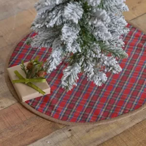 VHC Brands 21 in. Gavin Cherry Red Rustic Christmas Decor Mini Tree Skirt