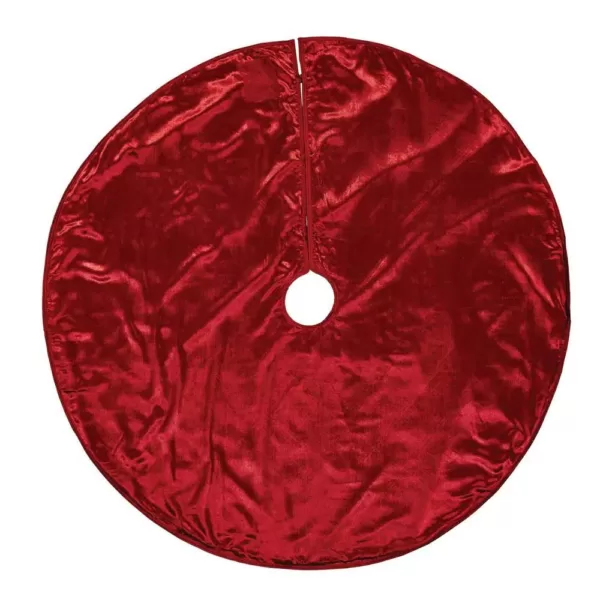 VHC Brands 55 in. Tristan Cherry Red Traditional Christmas Decor Tree Skirt