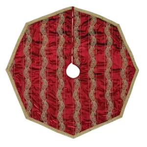 VHC Brands 48 in. Yule Christmas Red Glam Decor Tree Skirt