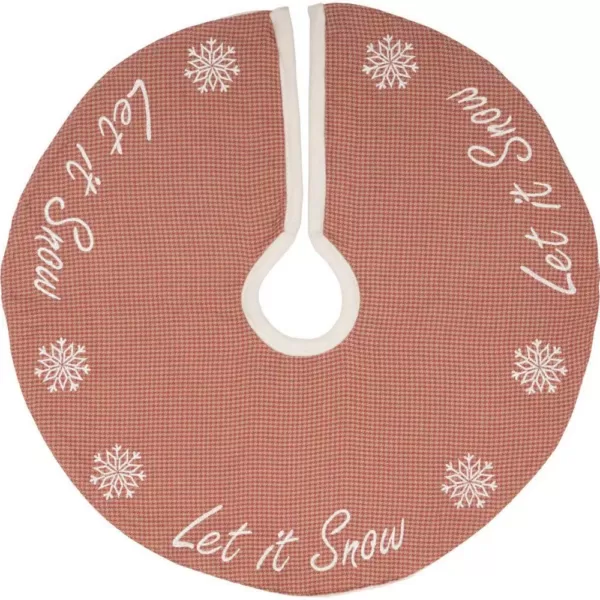 VHC Brands 21 in. Let It Snow Apple Red Farmhouse Christmas Decor Mini Tree Skirt